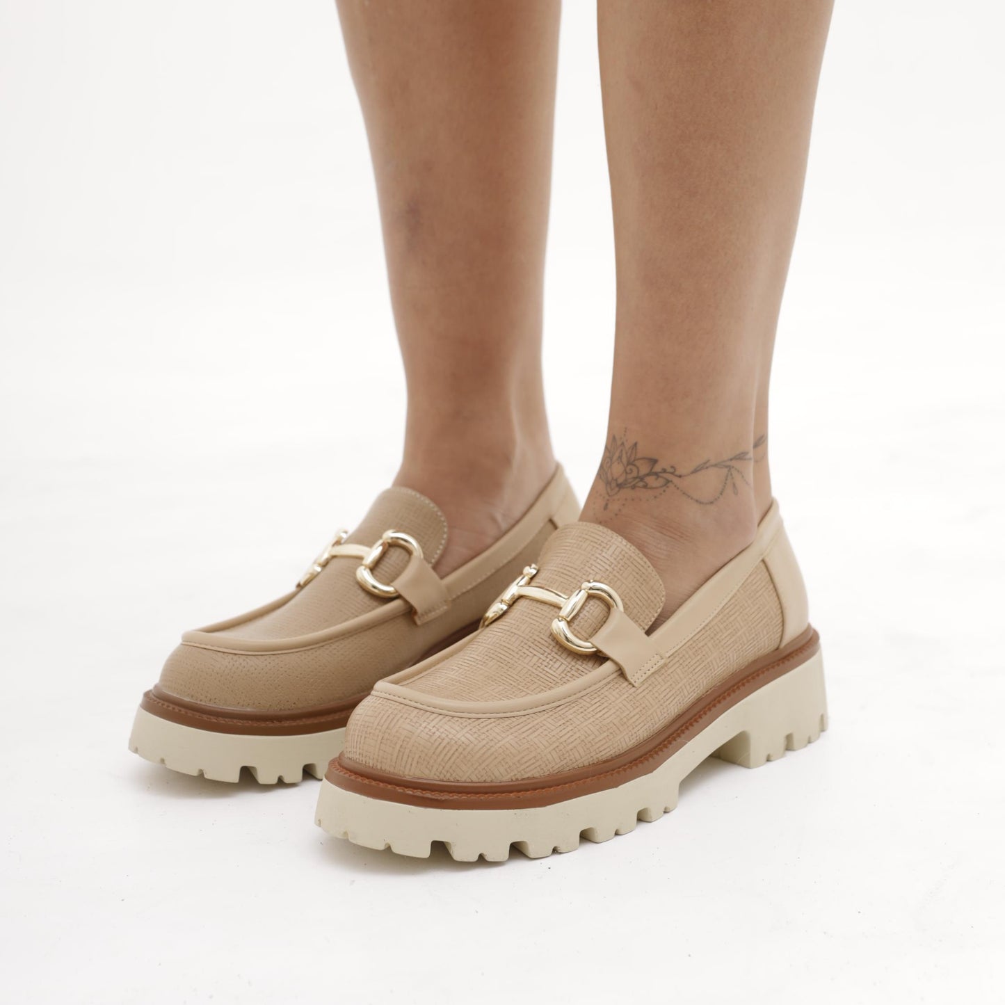 MOCASSINO STAMPATO INTRECCIO BEIGE 