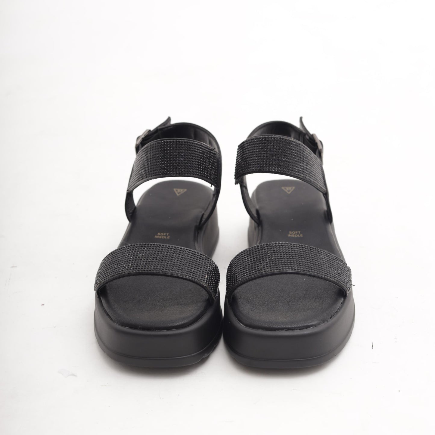 SANDALO FLATFORM STRASS NERO 
