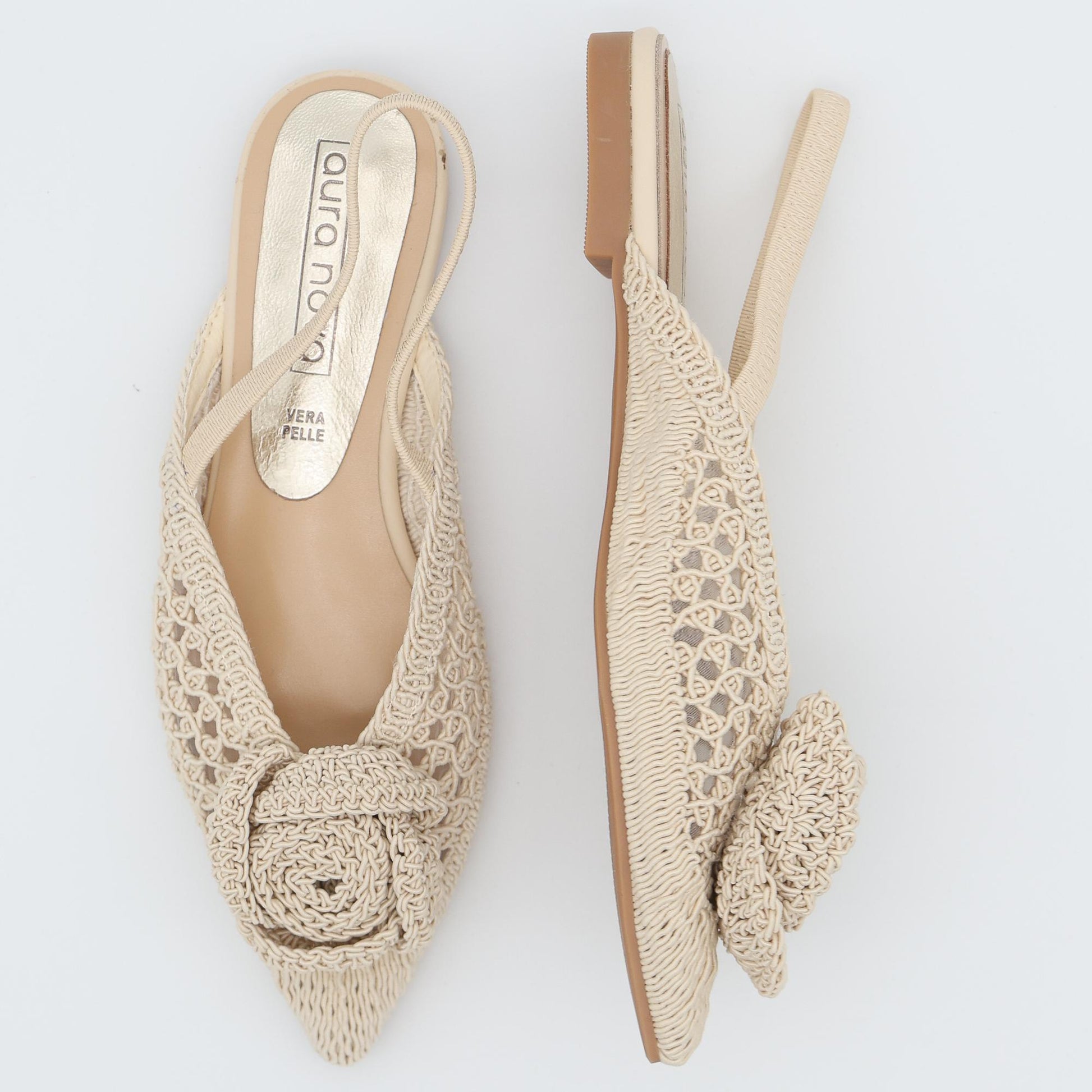 SLINGBACK CROCHET FIORE PANNA 