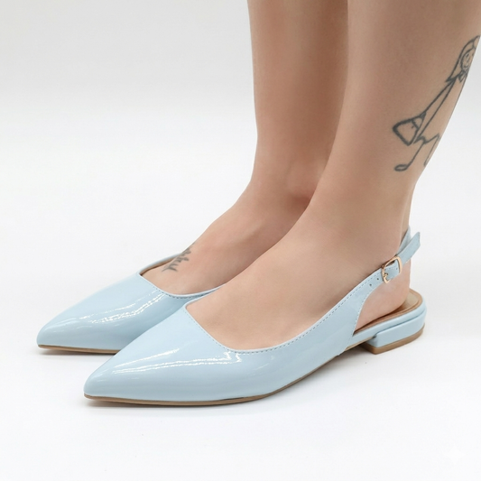 SLINGBACK FLAT AZZURRO 