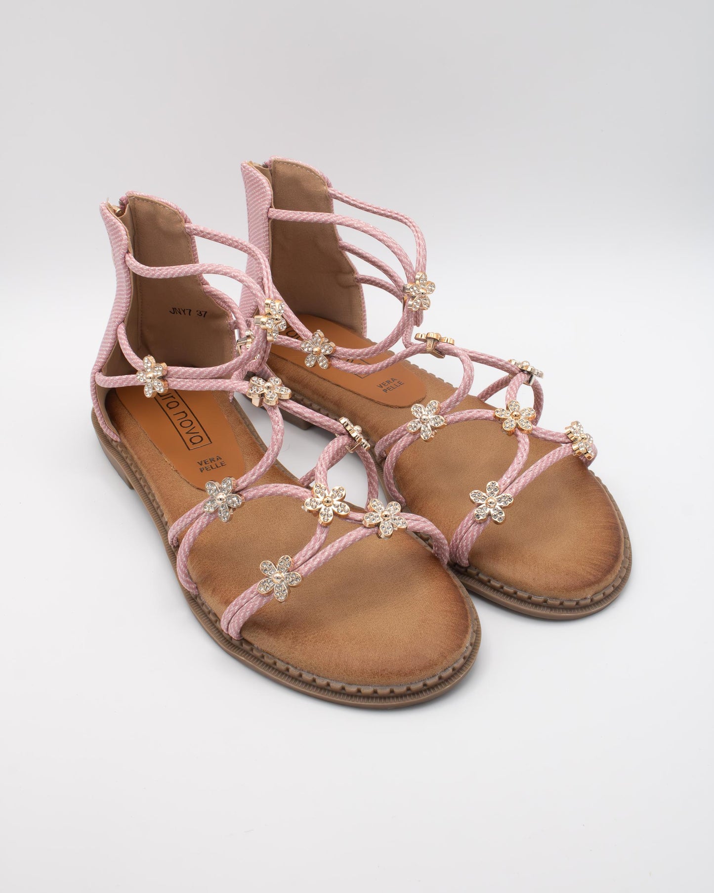 SANDALO FLAT FIORI ROSA 