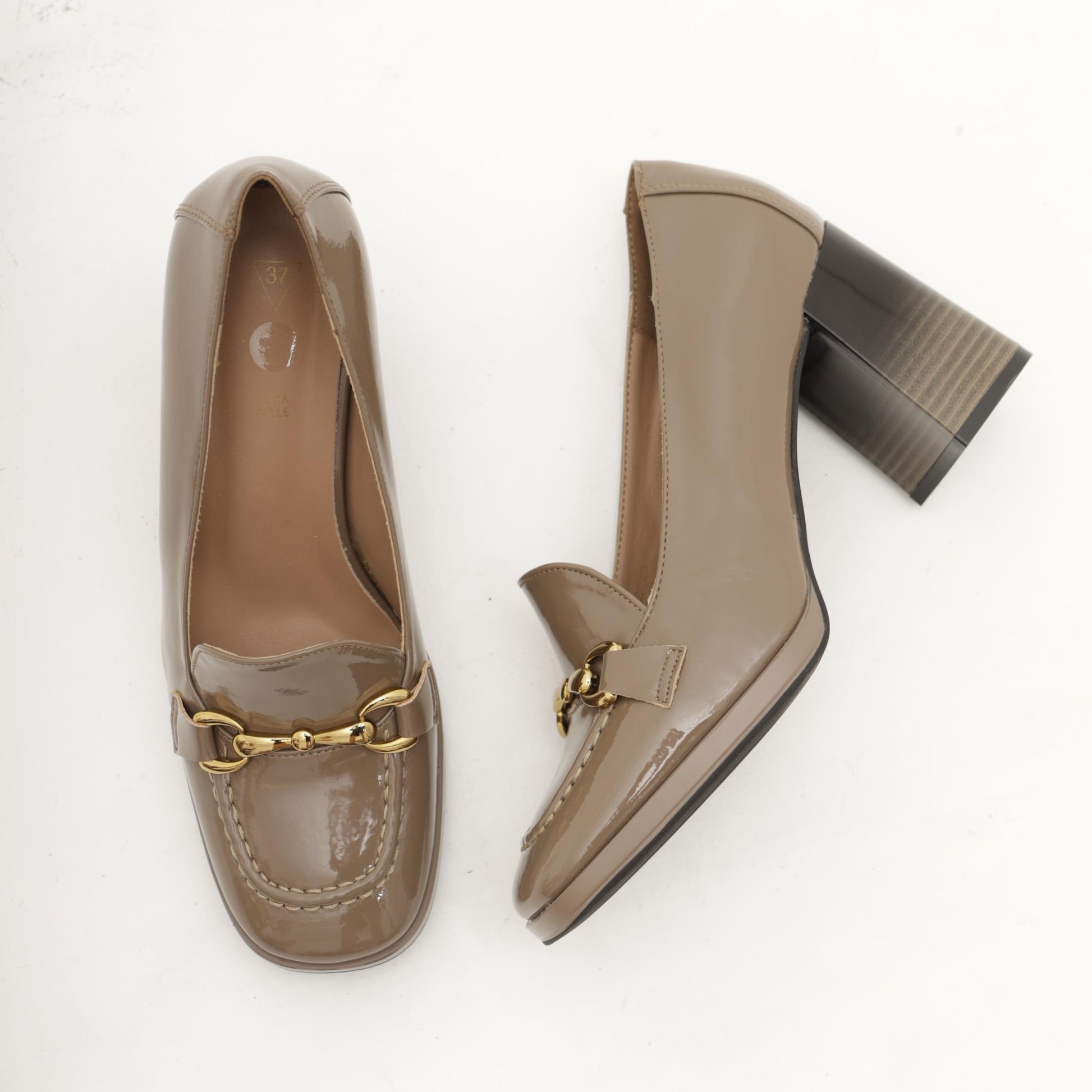 MOCASSINO MORSETTO TACCO TAUPE 