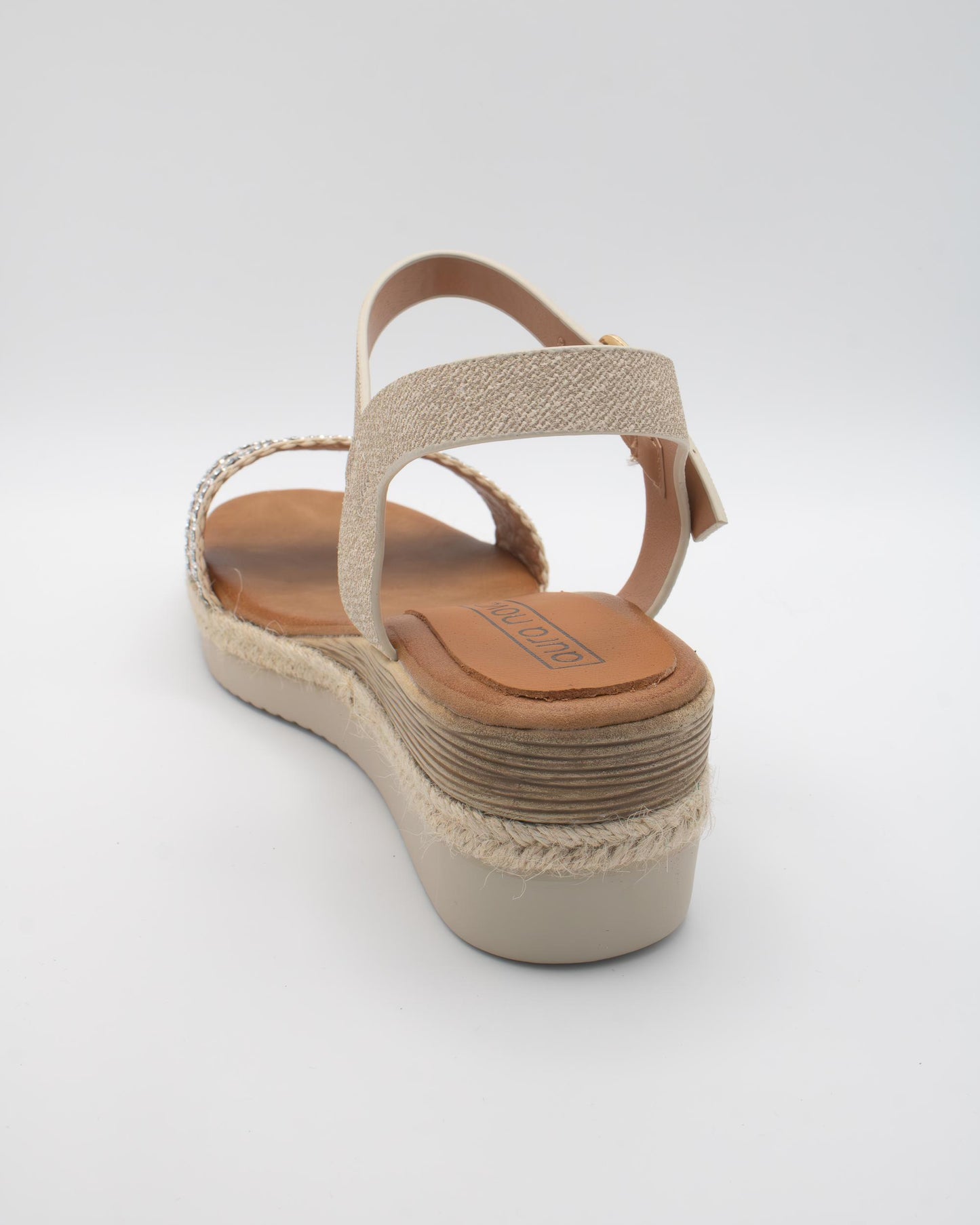 SANDALO ZEPPA TESSUTO STRASS BEIGE 