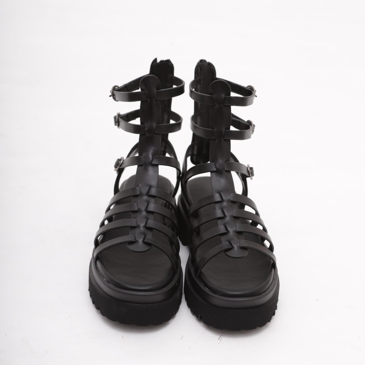 SANDALO FLATFORM GLADIATORE NERO 