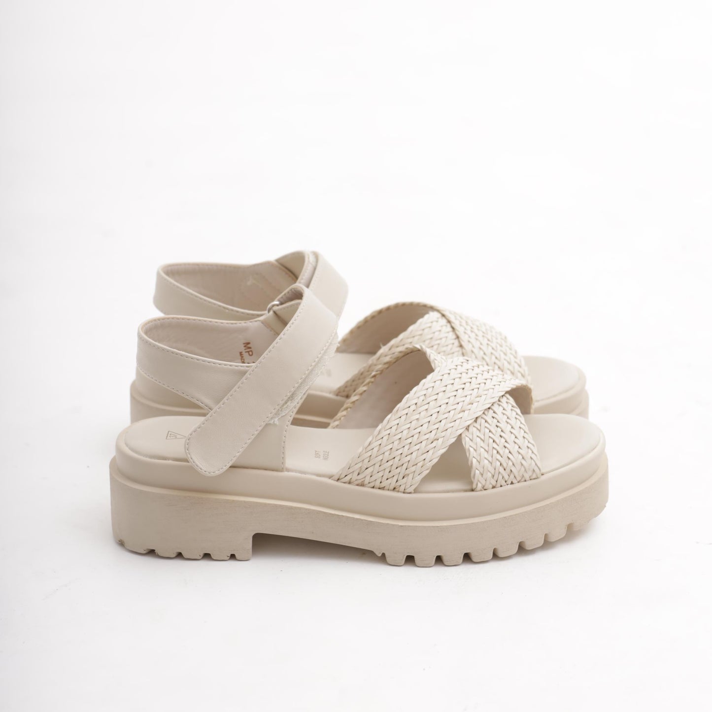 SANDALO FLATFORM INCROCIO BEIGE 