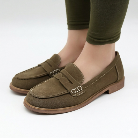 MOCASSINO CAMOSCIO PELLE VERDE