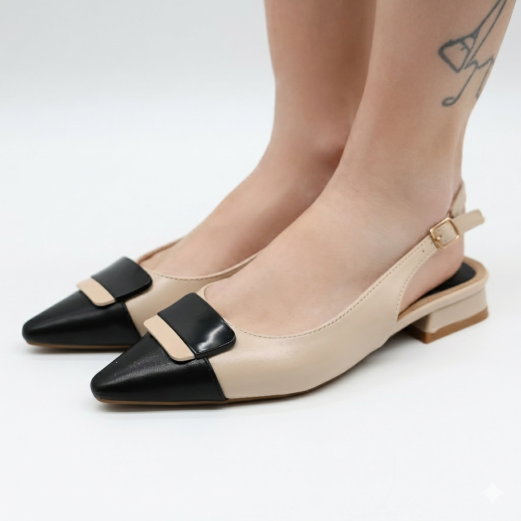 SLINGBACK BICOLORE KHAKI