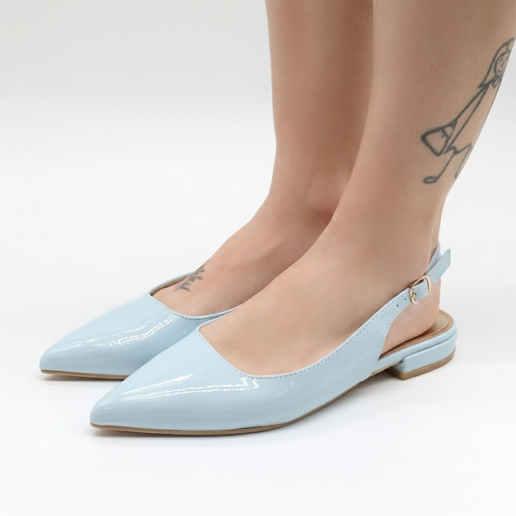 SLINGBACK FLAT AZZURRO