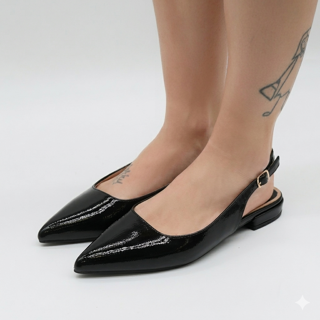 SLINGBACK FLAT NERO