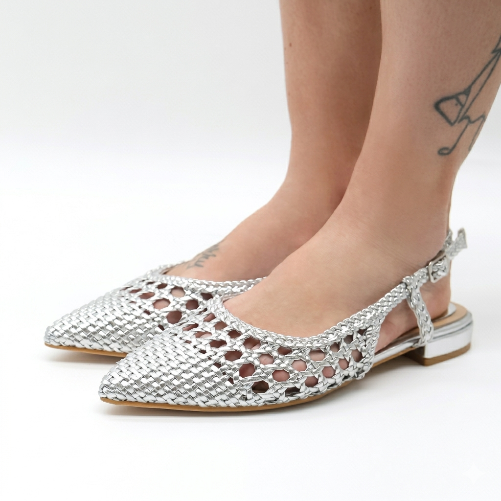 SLINGBACK INTRECCIATA ARGENTO