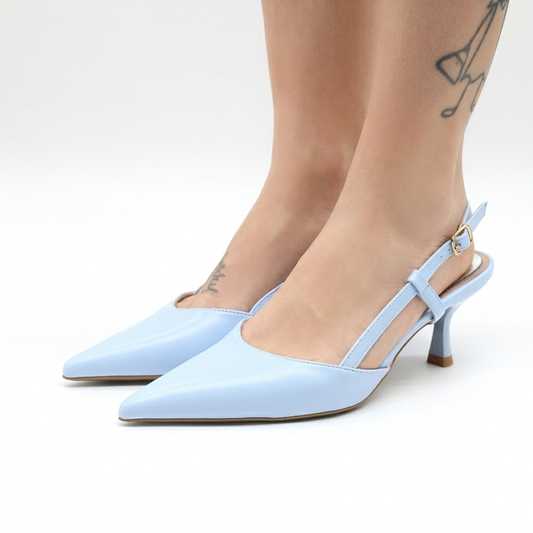 SLINGBACK TACCO AZZURRO