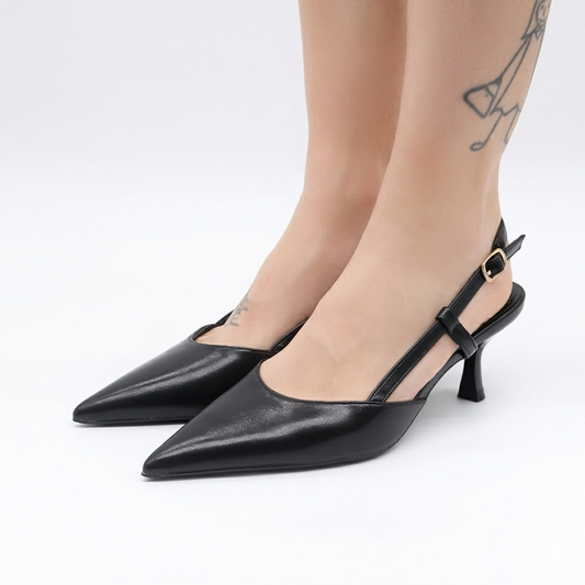 SLINGBACK TACCO NERO